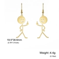 Orecchini stickman creativi placcati in oro con divertente design del dito medio e sorriso - Oro