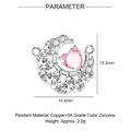 Macro detail of moon and heart pendant with dimensions 13.3mm by 14.4mm in copper zircon - Silver Moon & Heart Style (YE007-1)