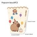 Detailed view of Capybara birthday popcorn box with dimensions and cartoon graphics - Popcorn Boxes 6PCS-Capybara
