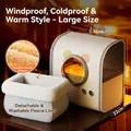 Winter warm portable cat carrier with transparent window and soft polar fleece lining - Large (36*22*39cm) / Rice White Bear