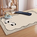 Heat resistant beige velvet ironing mat with cute dog pattern and wavy black borders - Creamy Sweet Dog