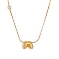 Chic collier plaqué or 18 carats avec lettre M bulle et détail de pierre de zircon brillant - Or-Lettre M