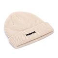 Bonnet en maille côtelée beige avec écusson TOMMYRI et revers classique pour homme - Taille unique / Blanc Cassé