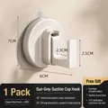 Gunmetal grey vacuum suction hook in space aluminum and ABS for bathroom wall - 1 Piece / Cream White