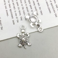 Paire de pendentifs tortue de mer argentés avec lunette creuse pour création bijoux - 1Pc Tortue Argent Antique 18*10mm