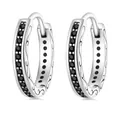925 sterling silver huggie earrings with black cubic zirconia moon and skull accents - Black Zirconia Vintage Hoop Earrings (SCE1522)