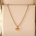Gold-plated mushroom pendant necklace with red and orange enamel in a jewelry box - Red Orange Enamel Mushroom Style(KN295260-Z)