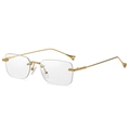 Rimless square sunglasses with gold textured temples and clear gradient lenses - Gold Frame Clear C7