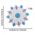 Detail of embroidered snowflake patch with dimensions 6.9cm showing blue and pink stitching - Snowflake Patch 29#