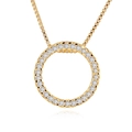 Collier doré avec pendentif cercle étincelant en zircon sur un fond blanc épuré - Or 18k (Chaîne de Boîte 45+5cm)