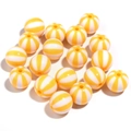 Bunte runde Acrylperlen mit gelb-weißen Streifen und großem Loch für DIY Schmuck - Außendurchmesser 20MM / Gelb