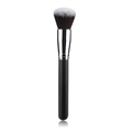 Flat top foundation brush with dense synthetic bristles and sleek black matte handle - Black Silver Round