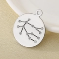 Silver zodiac constellation charm pendant with sparkling crystals on beige fabric - Silver Style (KLJ4537-Z)