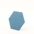 Hexagonal blue jewelry organizer stand with holes for earrings and studs display - Hexagon Large Blue
