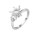 Adjustable S925 sterling silver spinning sun ring with sparkling white zircon accents - Adjustable Open / White Gold