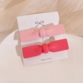 Y2K dopamine style hair clips set in matte pink and rose red rectangular bow shapes - Pink Series Bow Clips (Pair)