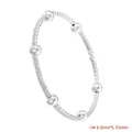 Bracciale in argento con micro-pavé di zirconi e sei perle rotonde lucide - Bracciale Rigido con Perle in Oro Bianco VL557