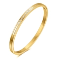 Bracciale rigido in acciaio inossidabile placcato oro 18K con pietre di zirconi - Oro