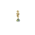 Golden swirl metal pendant with a faceted emerald green teardrop crystal for DIY hair jewelry - Green Glass Pendant