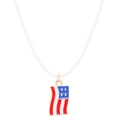 Minimalist American flag wave pendant necklace with gold stars and white wax cord - Flag Style (N-126)