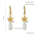 Gouden titanium stalen vos oorbellen met natuursteen kralen en 18k goud verguld - 18K goud / Goud