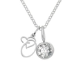 Collier en acier inoxydable argenté avec pendentif lettre et pierre de zircone blanche - Lettre O / Argent