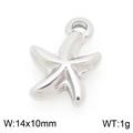 Silver starfish charm pendant in stainless steel for DIY jewelry making, 14x10mm size - Silver Sea Star (KLJ9924-Z)