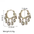 Light gold hoop earrings with clear zircon tassels and 2.6cm geometric length detail - White Zirconia / Silver