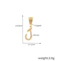 18k gold plated copper letter J pendant with micro-inlaid zircon stones and dimensions - Letter J
