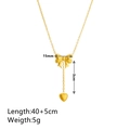 Collana a fiocco dorata alla moda con ciondolo a cuore e misure dettagliate della taglia - Collana con Fiocco Nappina Cuore (F310) / Oro