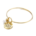 Goldenes Edelstahlarmband mit Lotusblumen-Anhänger und eleganter Perle für Damen - Juli Narzisse-Gold (KB158036-Z)