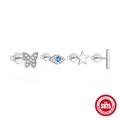 925 silver earring set with butterfly, star, evil eye, and bar studs in silver finish - Butterfly/Evil Eye/Star/Bar / Platinum - 4Pcs Set