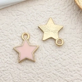 Colgantes estrella de esmalte rosa y metal dorado para creación de pendientes DIY - Estrella Rosa (12x14mm)