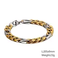 Two-tone 9mm gold and silver stainless steel Figaro curb chain bracelet for men - Two-tone Gold Silver Chain (9mm x 205mm)