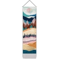 Close-up of abstract mountain tapestry with colorful digital print and elegant tassels - 32.5x130cm / Style 1