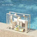 Transparent khaki waterproof beach bag with River Flows print and carry handles, 47x15x35cm - Khaki