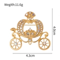 Vintage golden pumpkin carriage brooch with sparkling crystals and whimsical fairy tale design - Gold Pumpkin Carriage
