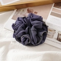 Elegant deep purple ruffled scrunchie with gold bead trim on aesthetic fashion magazine - Pleated Navy