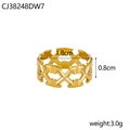 Detailed view of golden stainless steel hollow T-ring with size and weight specs - Gold Hollow T-Shape