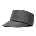 Flache graue Schirmmütze aus PU-Leder für Damen und Herren mit feiner Textur - Verstellbar / Grau