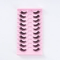 Set of 10 pairs of dense black faux mink eyelashes in a pink display tray packaging - Dense Style (F05)