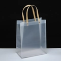 Frosted semi-transparent PP gift bag with brown handles and reinforced metal rivets - Single Piece / No.3 Vertical 24*13*31cm