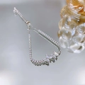 Silver-toned adjustable drawstring bracelet with marquise-cut white zircons - Silver Butterfly Zirconia Bracelet (G3359)
