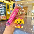 Skye PAW Patrol cartoon keychain with pink PVC strap and gold bell on metal ring - Paw Patrol Skye (Pink) / Soft Rubber Style - 1 Piece