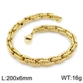 Bracelet chaîne cubaine dorée 6mm en acier inoxydable avec maillons texturés et fermoir - Chaîne tissée rhombique dorée (KB144925-Z) / Doré