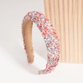 Baroque padded headband with pink beads, white pearls and sparkling silver crystals - Pink