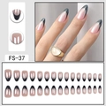 30pcs electroplated black French tip almond press-on nails with nude base for women - FS-37 Nude Base Black Tip