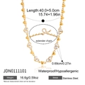 Detailed specs of gold heart link necklace with clear rhinestones and extension chain - Gold Heart Chain Necklace