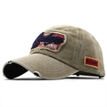 Gorra de béisbol vintage caqui lavado con bordado 3D y detalles desgastados en visera - L(58-60cm) / Caqui (JX-0515)