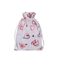 Sac de mariage rustique en lin avec cordon et motif imprimé de cœur rouge vif - 10*14cm / Pois Cœur